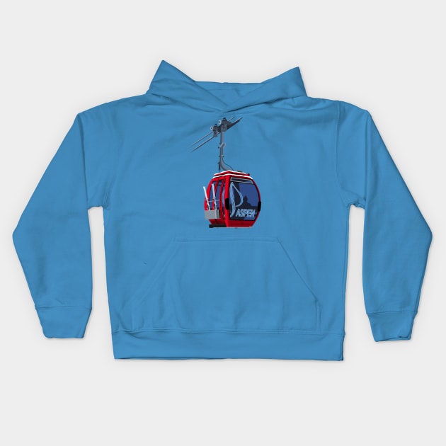 Aspen Ski Resort Kids Hoodie by steveashillustration1971